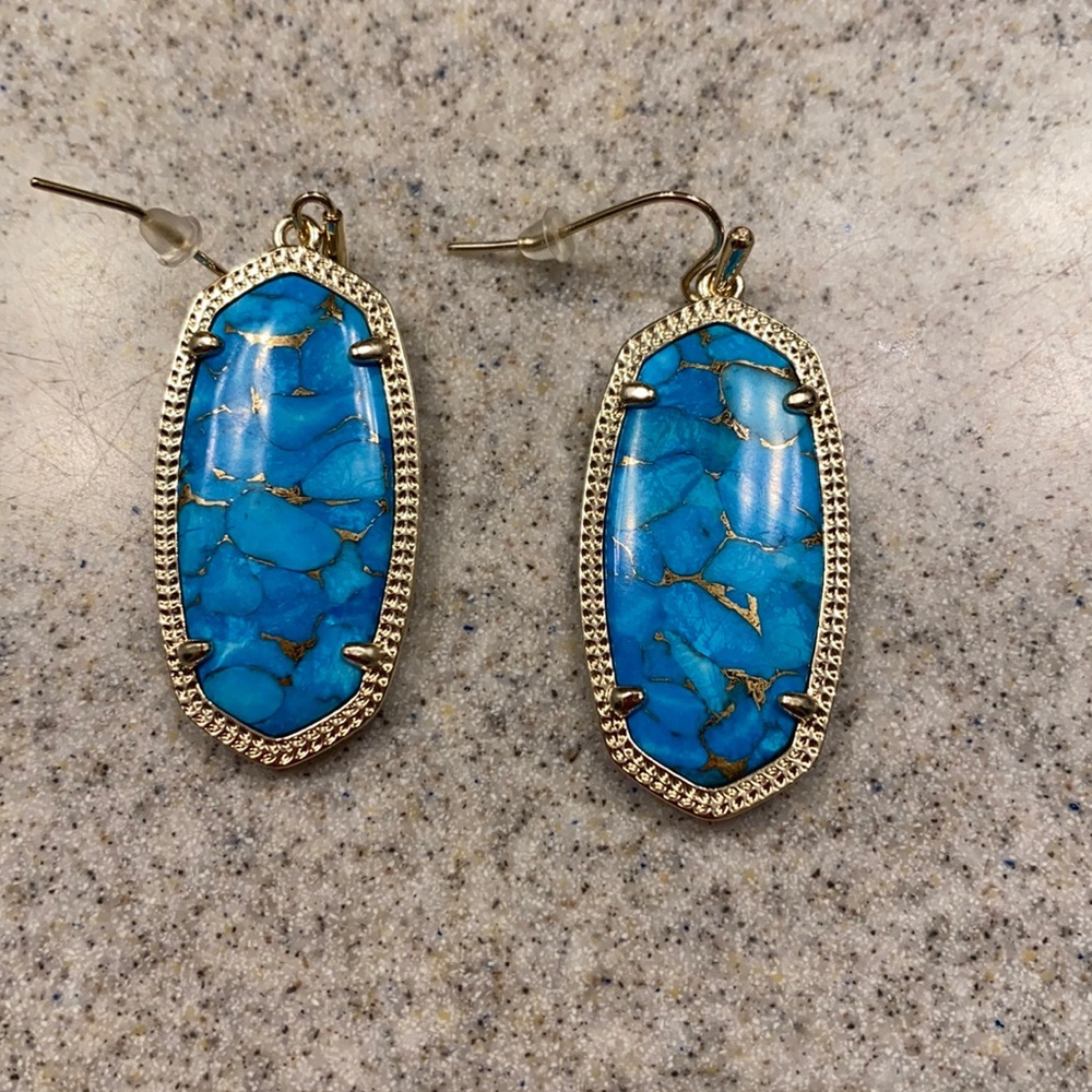 Kendra Scott large turquoise and silver earrings